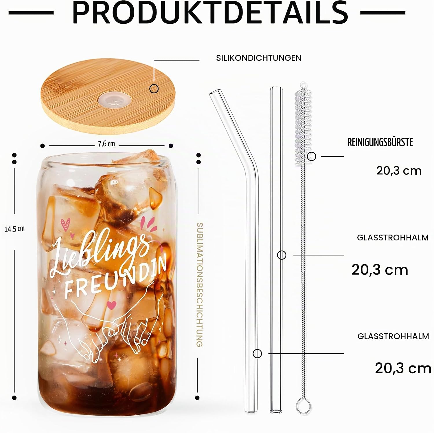 Best Friend Gift - Friendship Tumbler with Lid & Straw – Bild 3