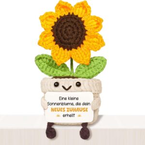 Housewarming Gifts Home – Handmade Crocheted Sunflower with Energy Card, Housewarming Gift House, Topping Party Gift, New Home, New Home, New Home, House Buying Gifts