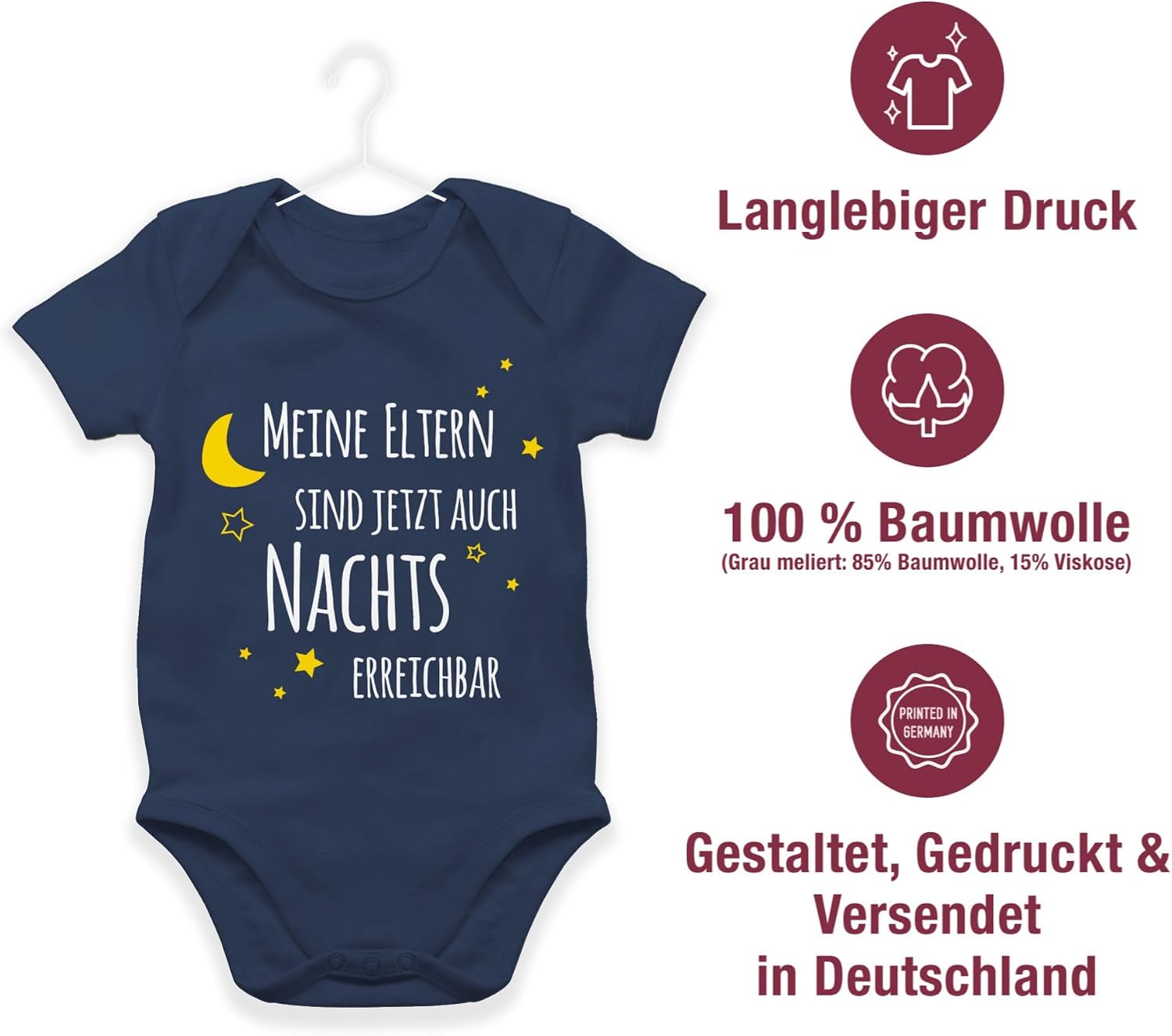 Shirtracer - Baby Body Kurzarm - Sprüche - Meine Eltern sind jetzt auch nachts erreichbar I – Bild 6