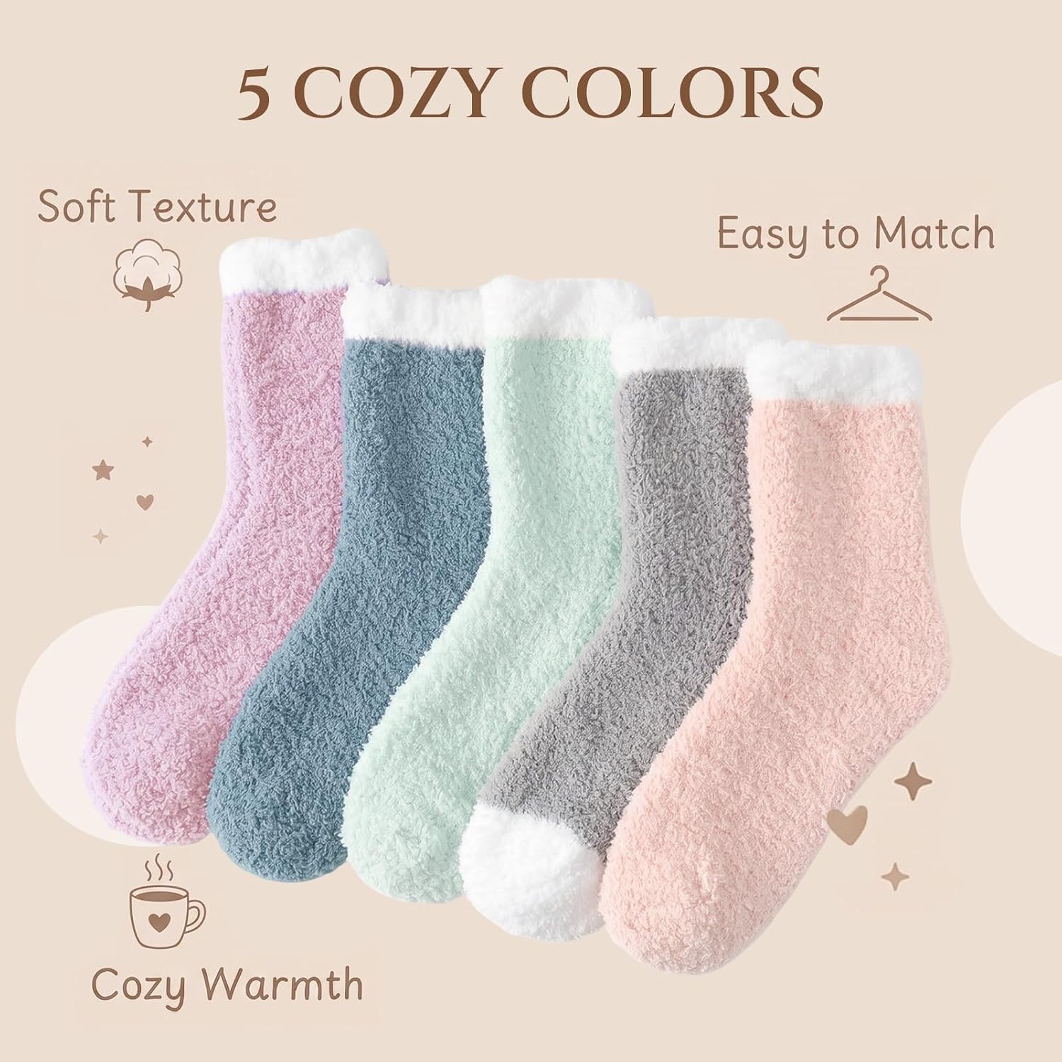 Hocerlu 5 Paar Flauschige Kuschelsocken für Damen Dicke Winter Warm Socken – Bild 5