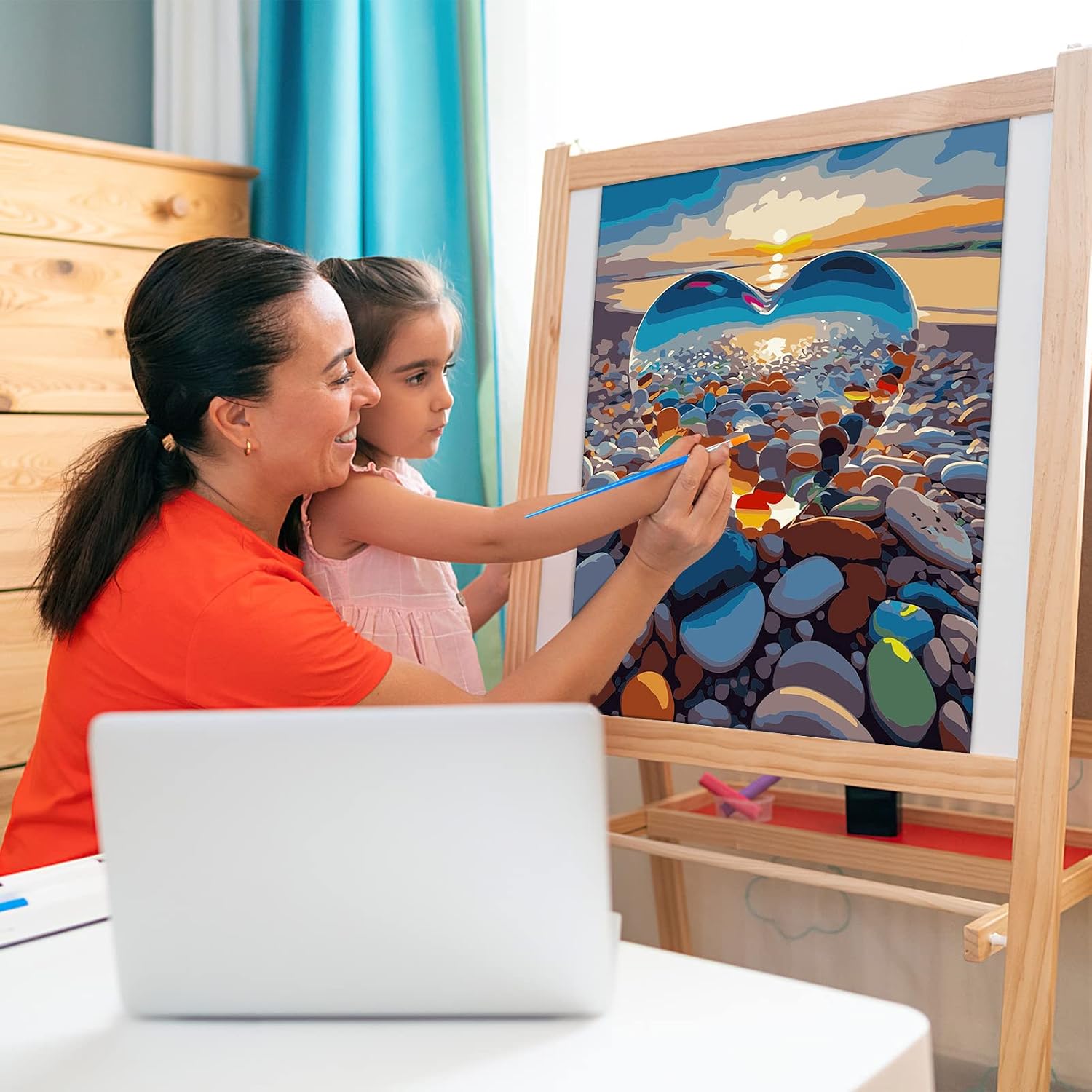 XINRANFF Paint by Numbers Adult Landscape Love Stone, Girls DIY Hand Painted Oil Painting Kit for Home Decoration Gift, Comes with Paint and Brush, 40 x 50 cm (Frameless) – Bild 3