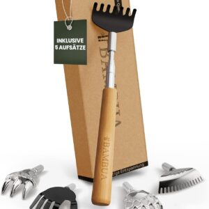 BAMBUA Extendable Back Scratcher - [Includes 5 Attachments] - Gifts for Men - For Soothing Scratching Feelings - Effortlessly Reach Any Place - Premium Back Scratcher Set - Ideal as a Gift