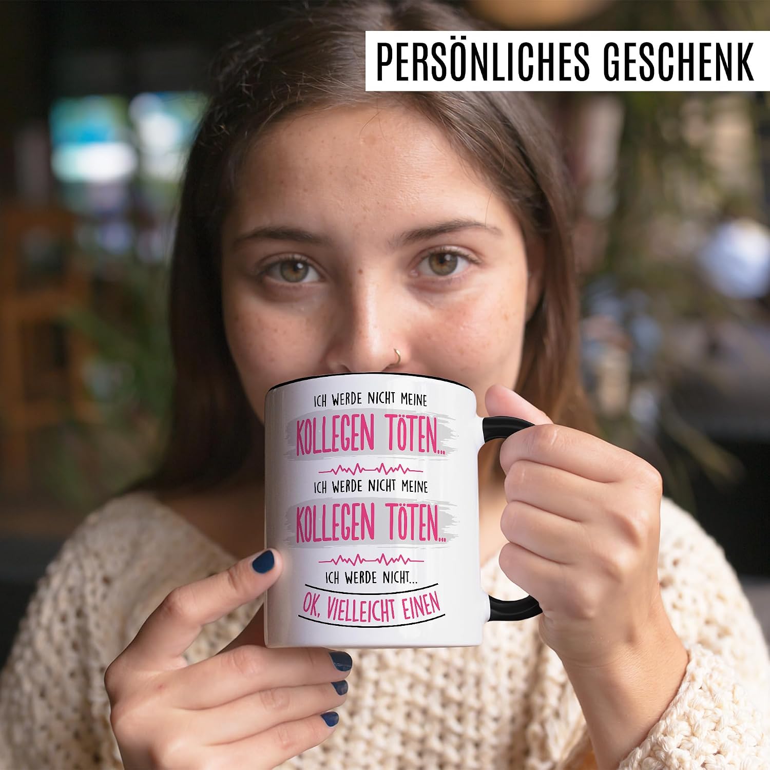 Mug for Office Gift Ich werde nicht meine Kollegen töten... Ok vlt einen, Coffee Cup Colleague Colleague Humour Gift Idea Desk Work Joke Workplace Decoration Coffee Mug (White/Black) – Bild 3