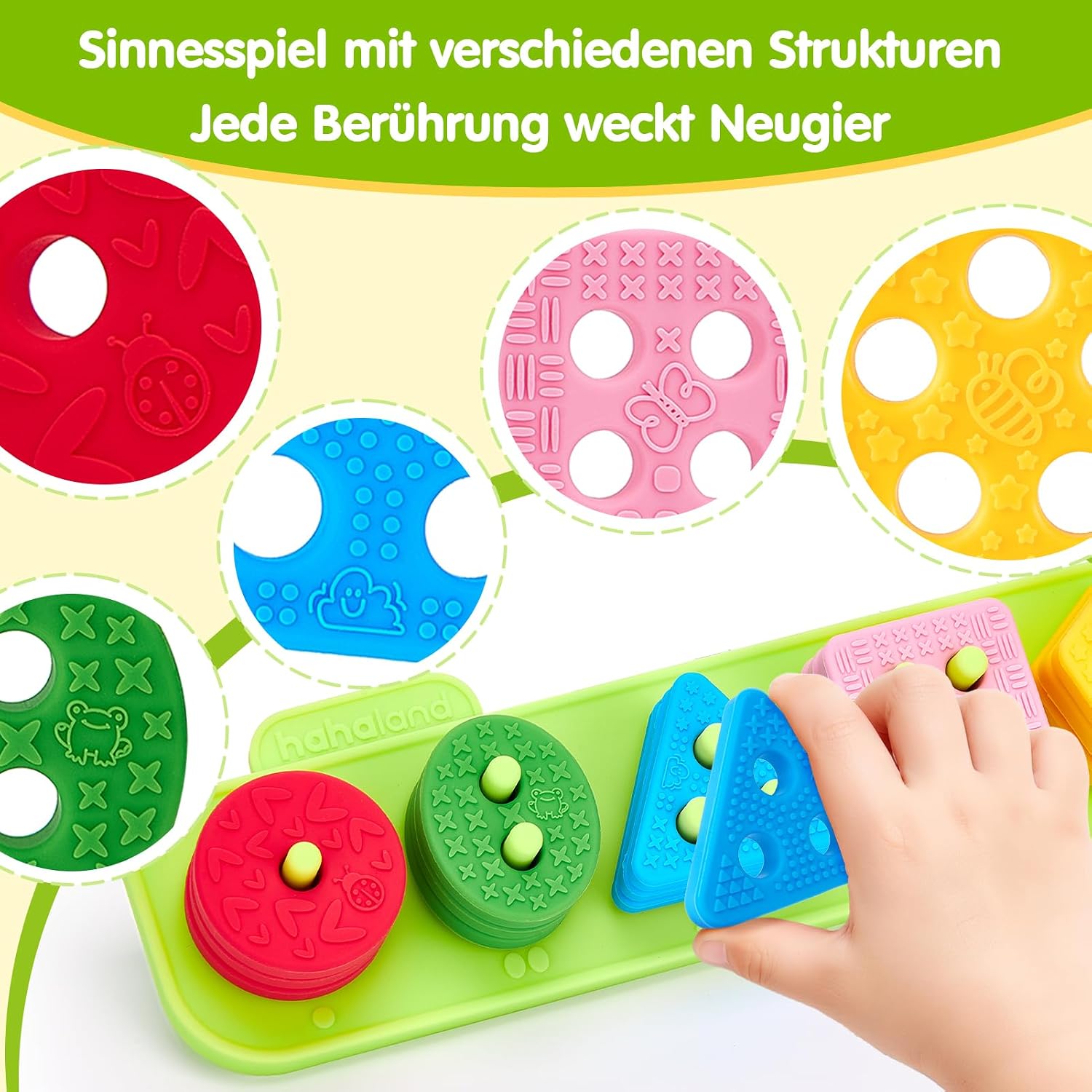 hahaland Baby Montessori Toy Silicone Stacking Cup 1 2 3 Years – Bild 4