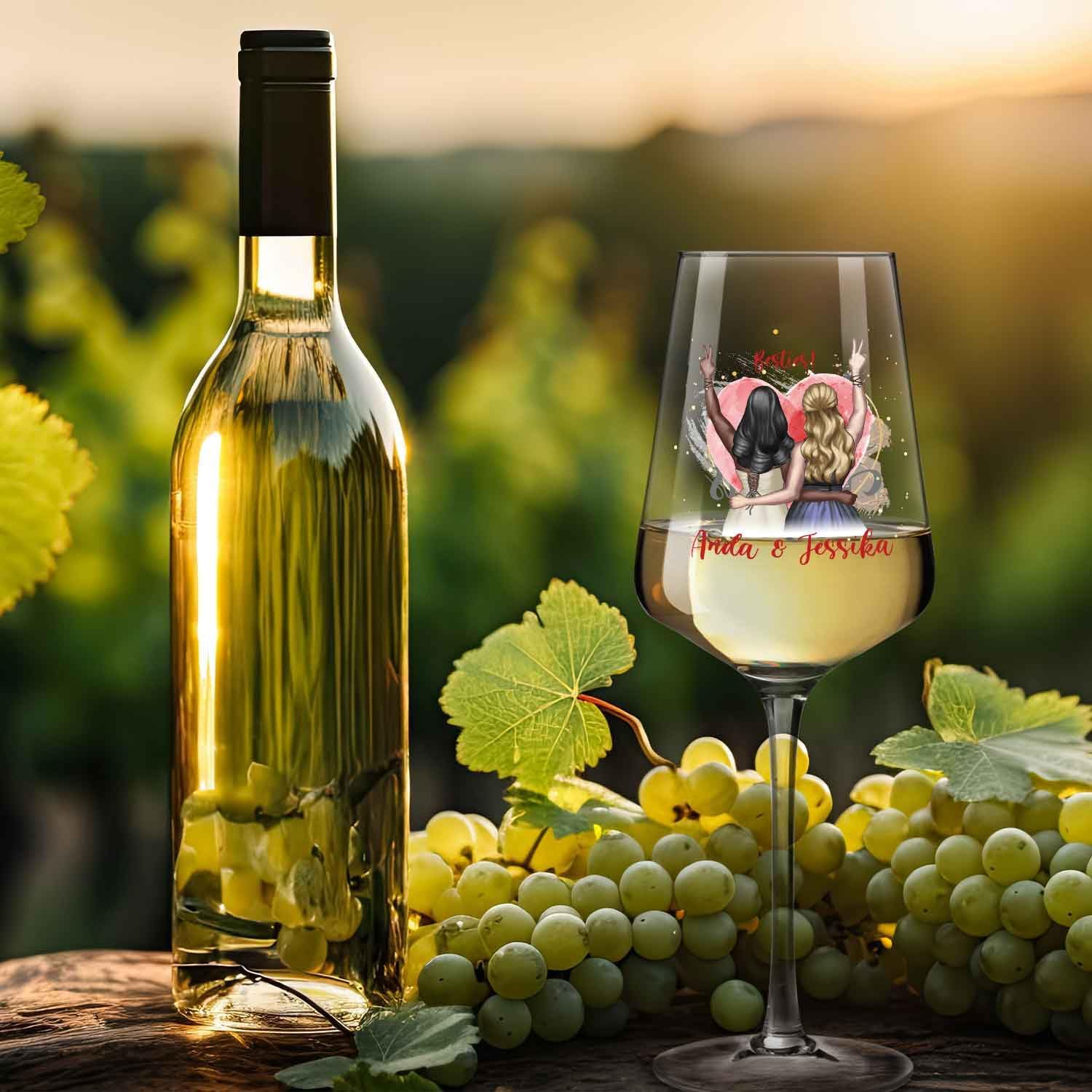 GRAVURZEILE Puccini Wine Glass with UV Print - Best Friend Configuration - Extensively Customisable Motif to Design Yourself - Personal Gift for Girlfriends - Colour: Girlfriends Puccini – Bild 5