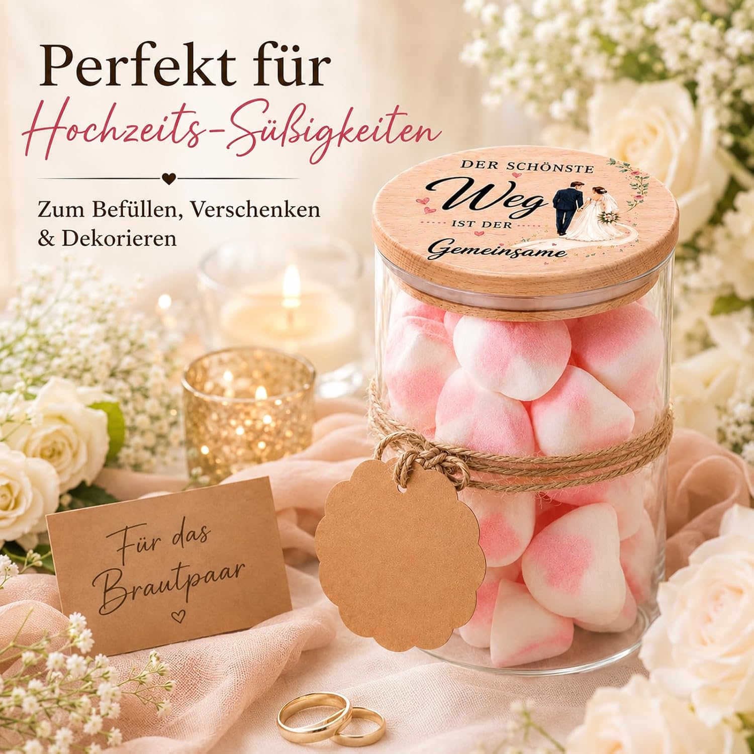 Wedding Gifts for Bride and Groom, Romantic Storage Jar with Wooden Lid – Bild 5