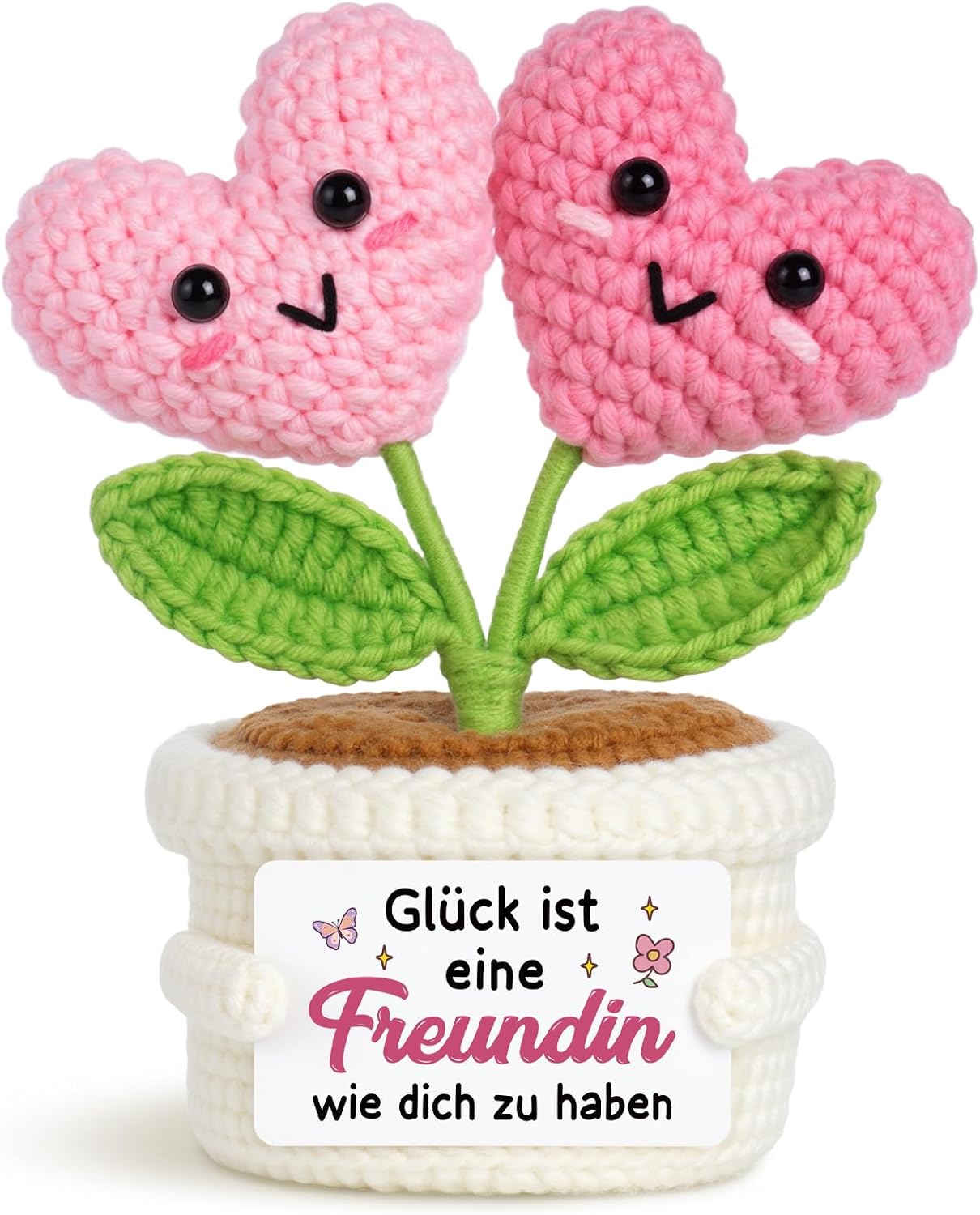 Juratar Best Friend Gifts - Handmade Crochet Flower with Heart in Pot, Girlfriend Gift Birthday, Friendship Gift