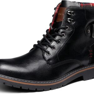 Bruno Marc Men’s Lace-Up Motorcycle Boots