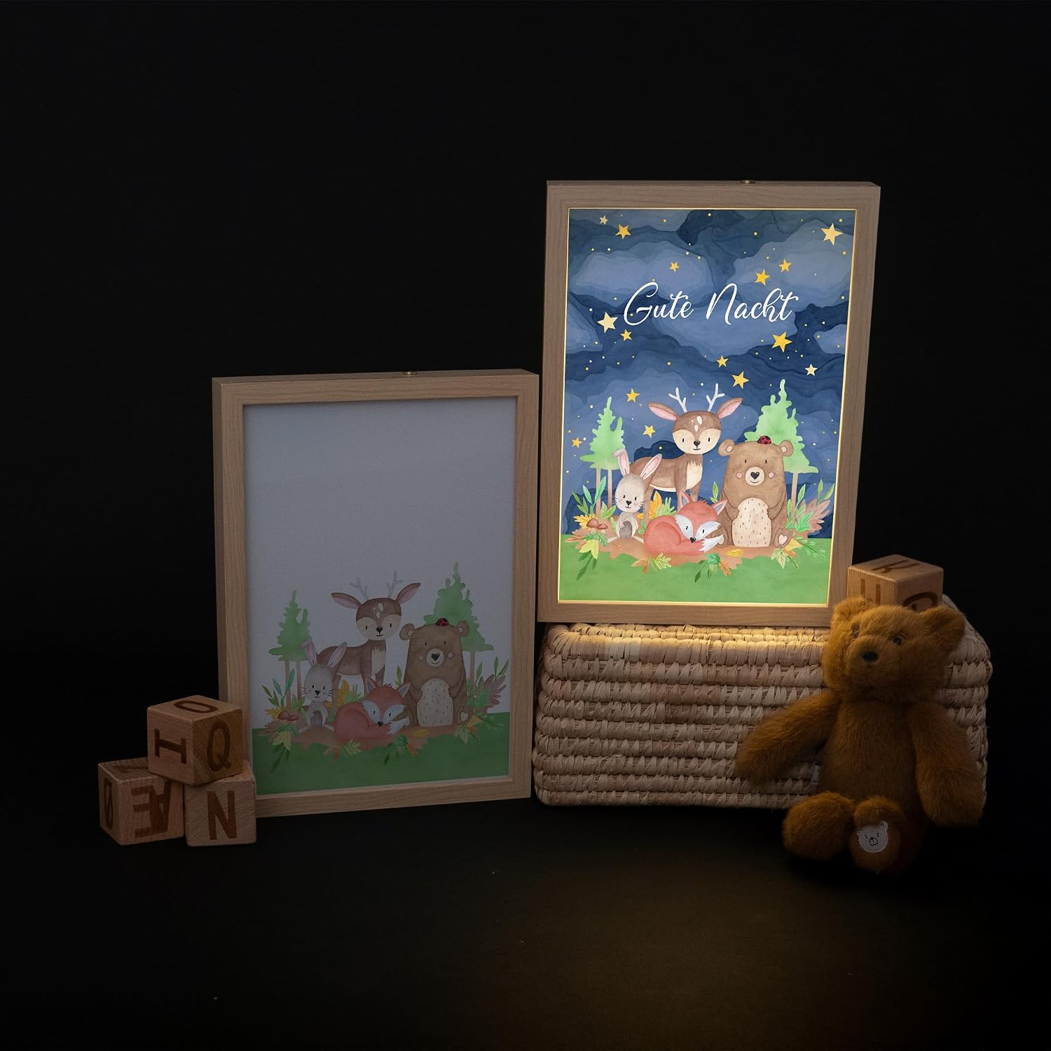 wunderwunsch Magical Illuminated Photo Frame Personalised, Gift Birth, Birthday Gift Baby, Children's Birthday Gift with Individual Name (Good Night, Small) – Bild 3