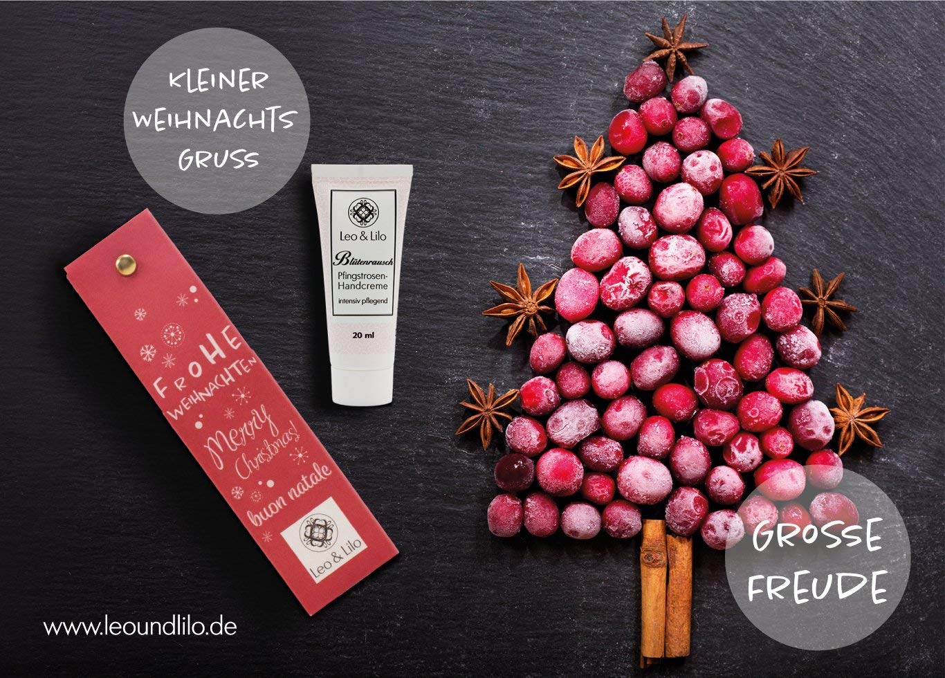 Leo and Lilo Small Christmas greeting, gift set with 6 hand creams, natural cosmetics, made in Germany – Bild 7