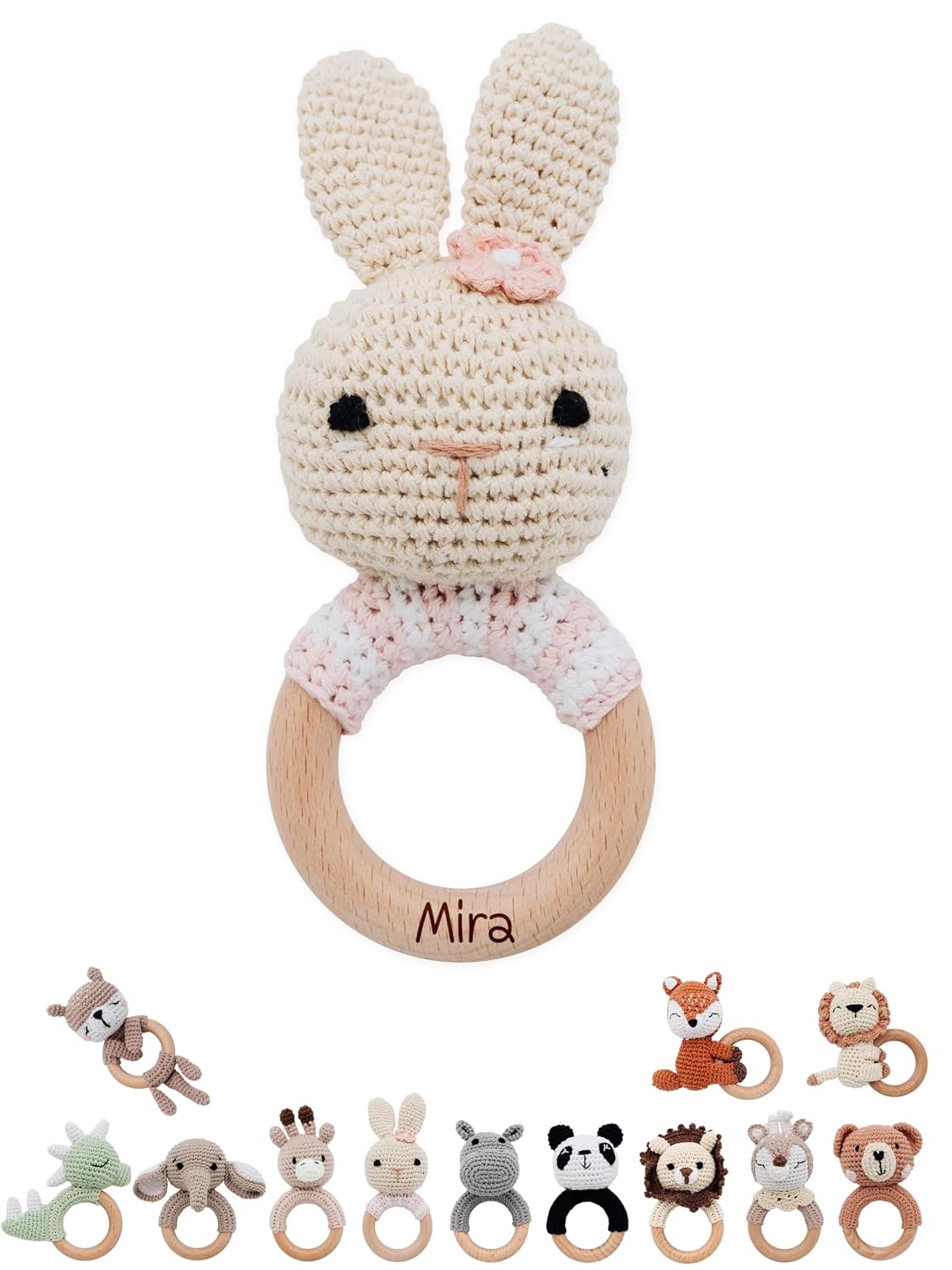wunderwunsch Teething Ring Gift Personalised Baby Gifts for Birth