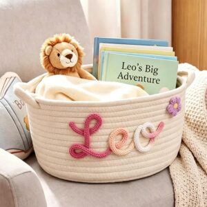 Personalised Cotton Basket Labelled Storage Basket Baby Room