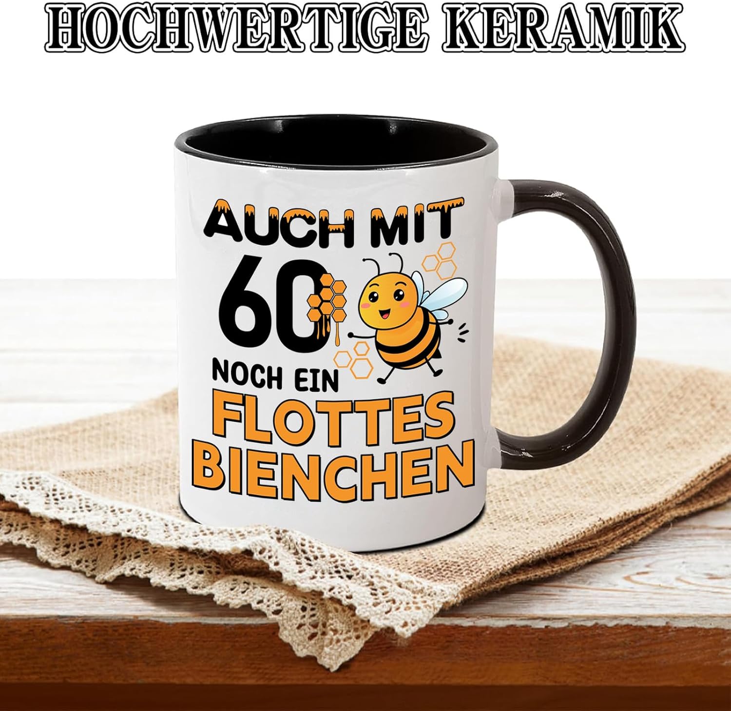 Gift 60th Birthday Women Mug with Saying Flottes Bienchen – Bild 4