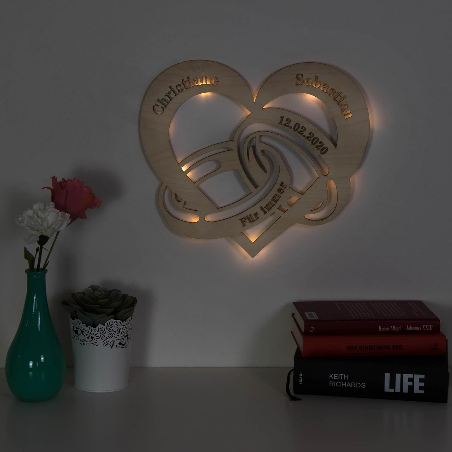 LAUBLUST LED Wall Light Bride and Groom - Personalised Love Gift for Engagement, Wedding, Anniversary, Valentine's Day – Bild 4