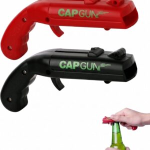 2er Set Flaschenöffner Pistole Rot/Schwarz, Kronkorken Pistole, Lustiger Bieröffner, Bier Gadgets für Partyspiele & Bar, Lustige Biergeschenke für Männer