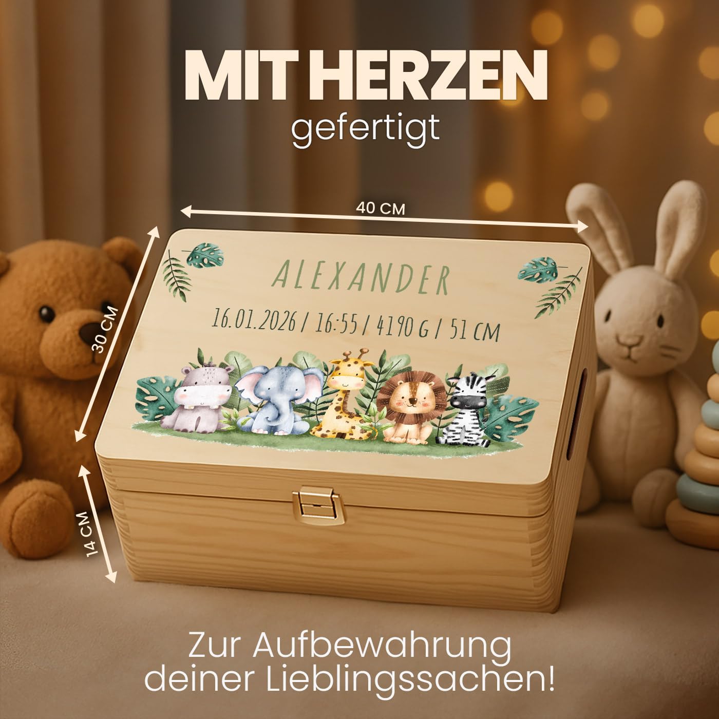 Maverton Erinnerungsbox Baby mit Namen, Aufbewahrungsbox mit Deckel – Bild 5