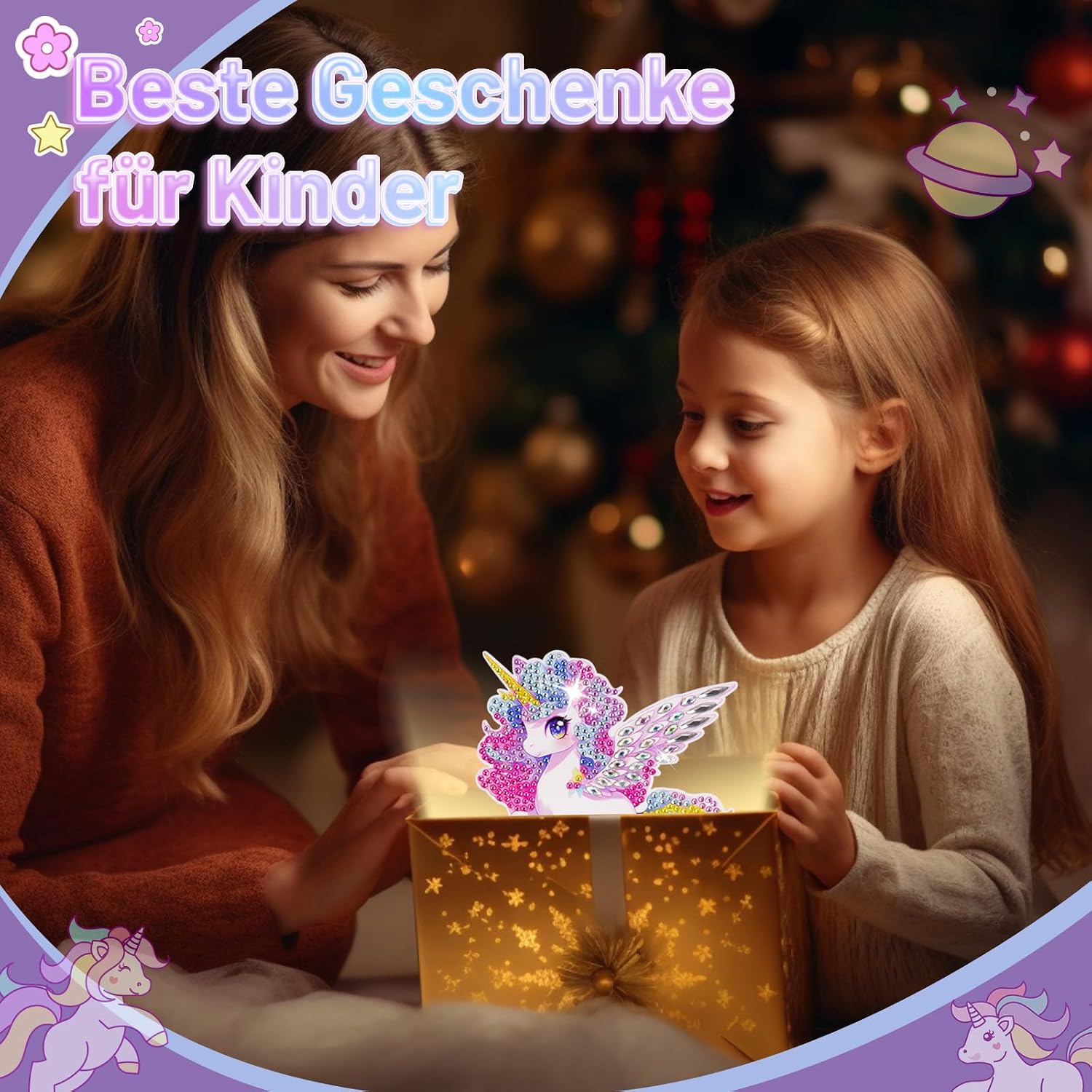Unicorn Gift for Girls 5-10 Years: Diamond Painting Night Light Children – Bild 6