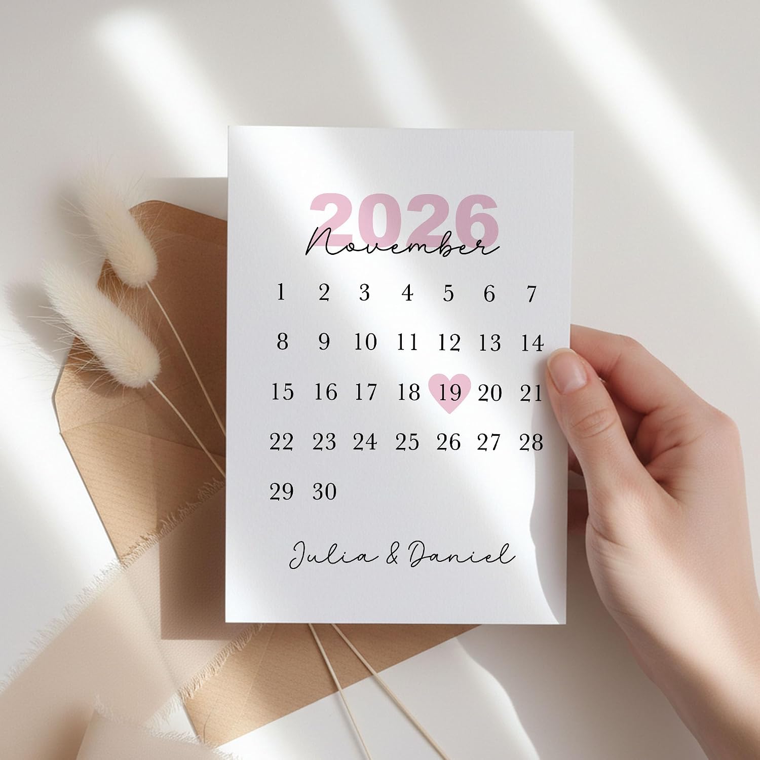 Kiddle-Design Personalised Card for Couples Calendar with Date & Year, Gift for Valentine's Day, Anniversary - Wedding & Getting to Know Day Anniversary Gift - Valentine's Day Card – Bild 5