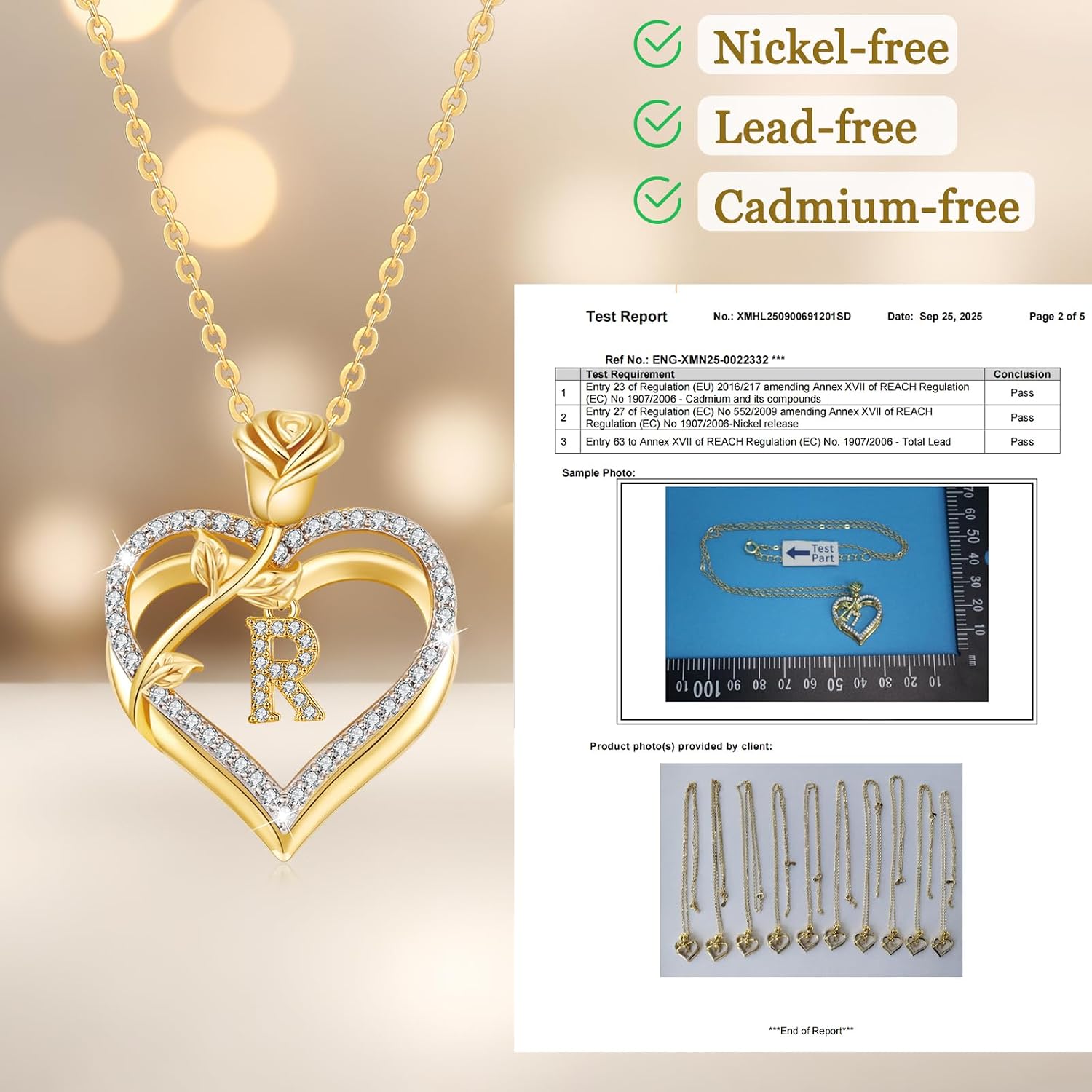 Halskette Damen Gold A-Z Buchstaben Kette Herzkette Schmuck Damen – Bild 3