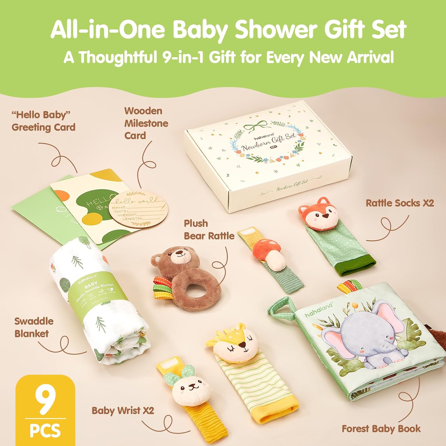 hahaland 9-Piece Baby Gift, Baby Gifts for Birth Girl Boy – Bild 2