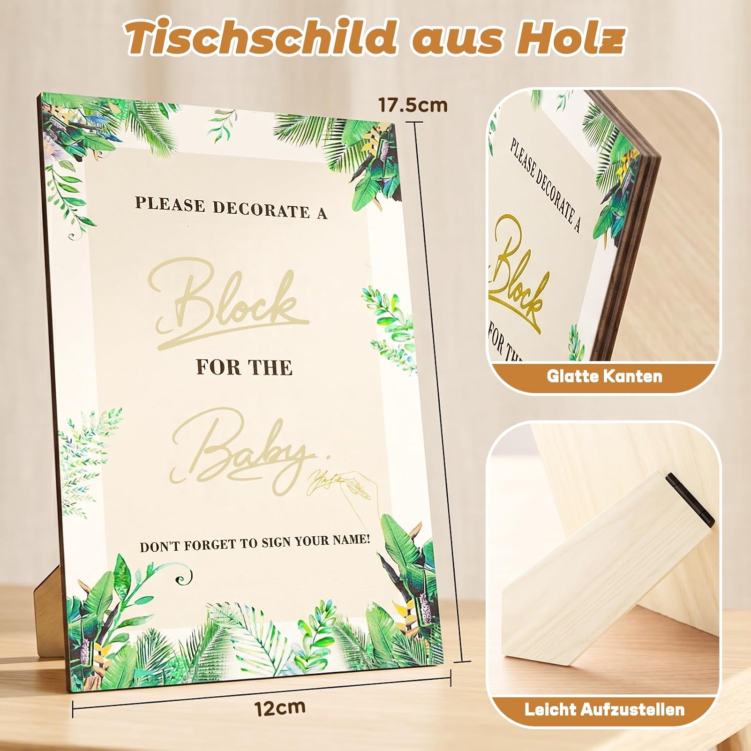 Baby Shower Games with 48 DIY Wooden Blocks Set – Bild 4