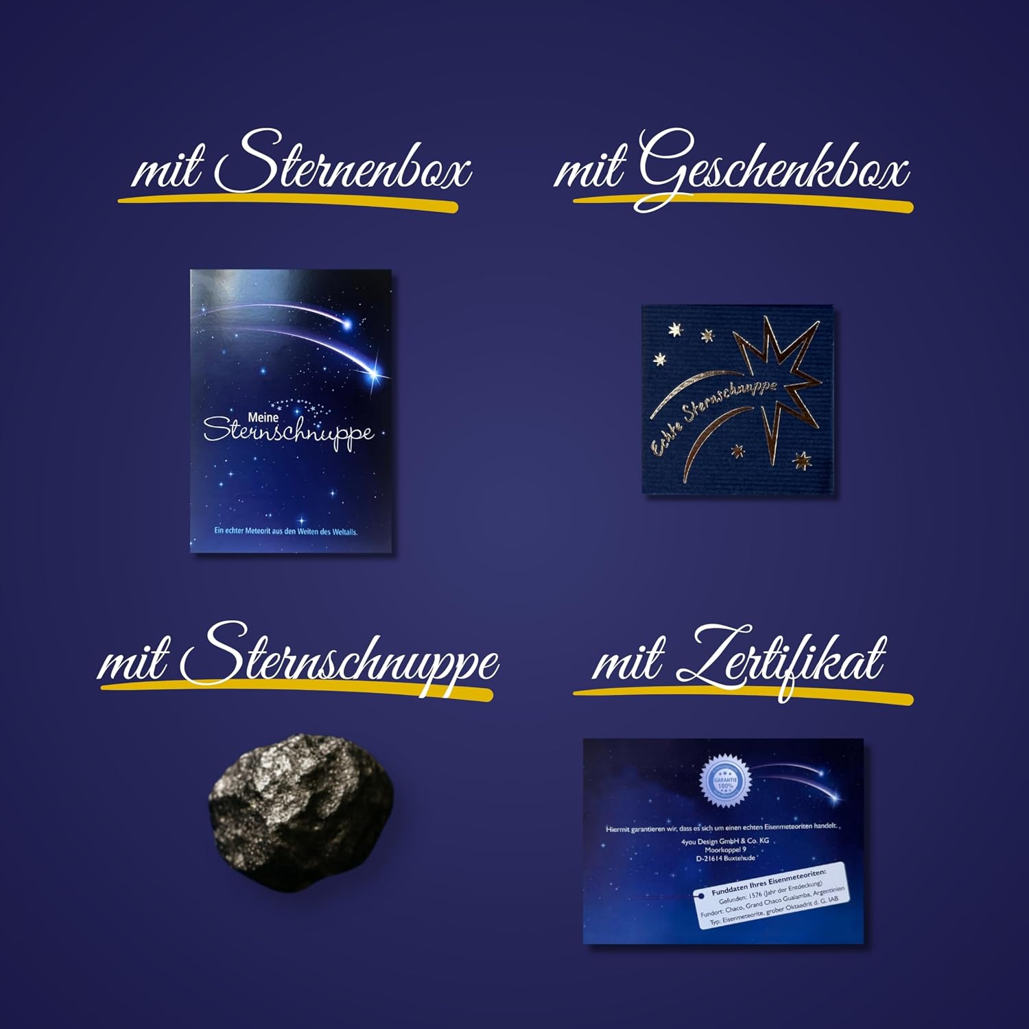 My Shooting Star in Gift Box with Greeting Card (Gift Set) – Meteorite – Gift Idea for Him and Her – Birthday Gift – Christmas Gift – Christening & Birth – Bild 2