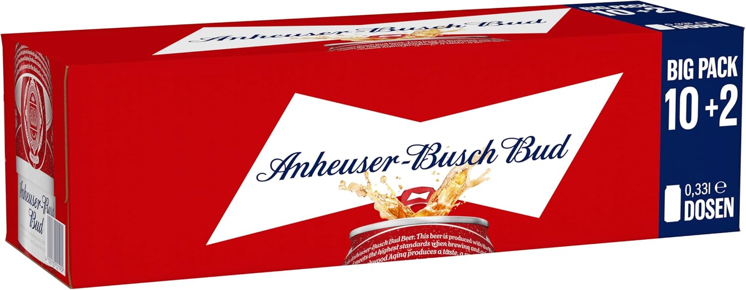 Anheuser-Busch Bud, Premium Lager Beer, Disposable, International Warehouse Beer (12 x 0.33 L)
