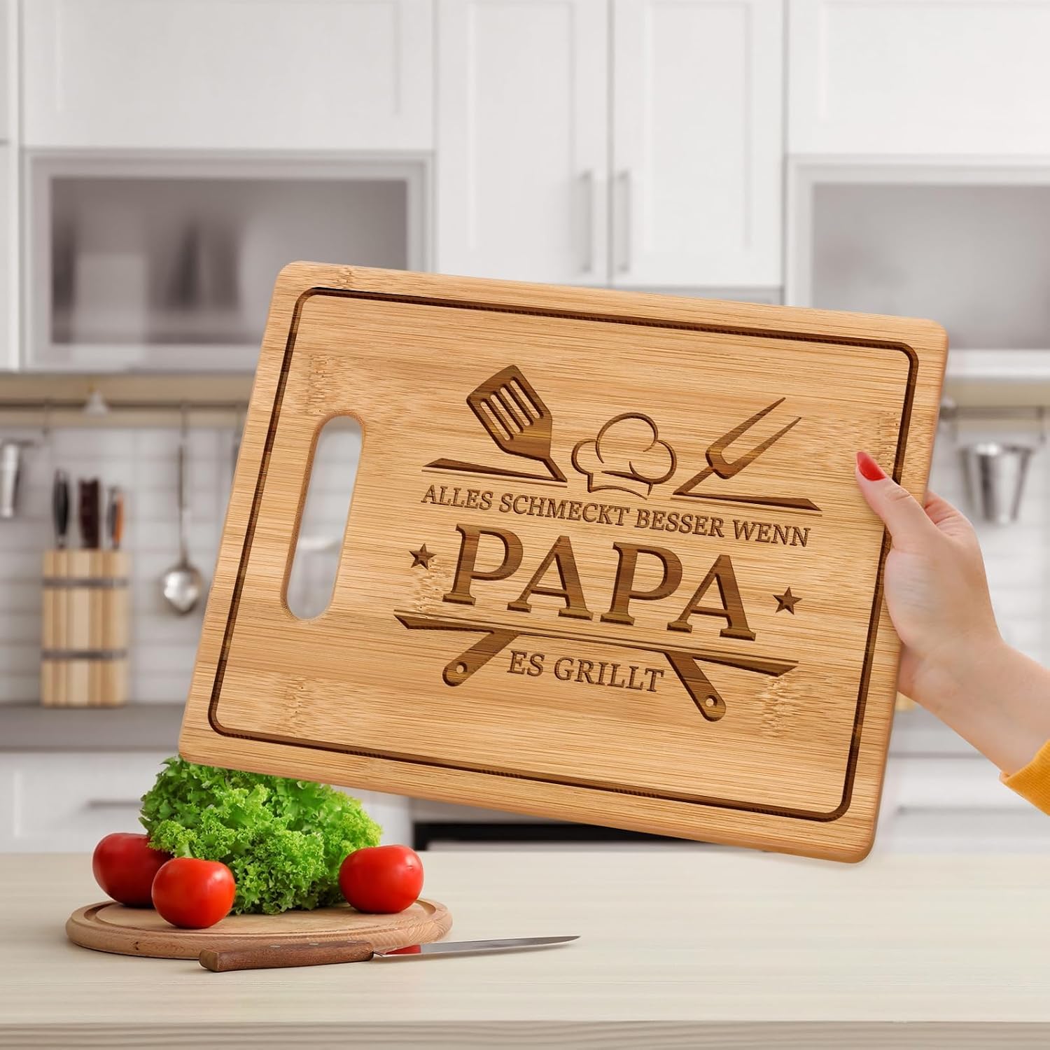 CheriGift Dad Gift, Birthday, Birthday Gift for Dad, BBQ Bamboo Chopping Board, Gifts for Father, Grandpa, Birthday, Christmas, Father's Day – Bild 6
