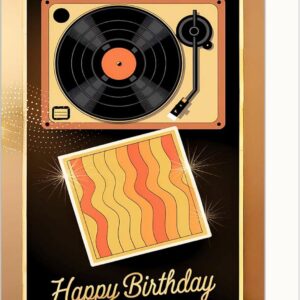 Edition Seidel Premium Birthday Card with Envelope. Greetings Card Birthday Happy Birthday Man Woman Record Player Record (G3743 SW025)
