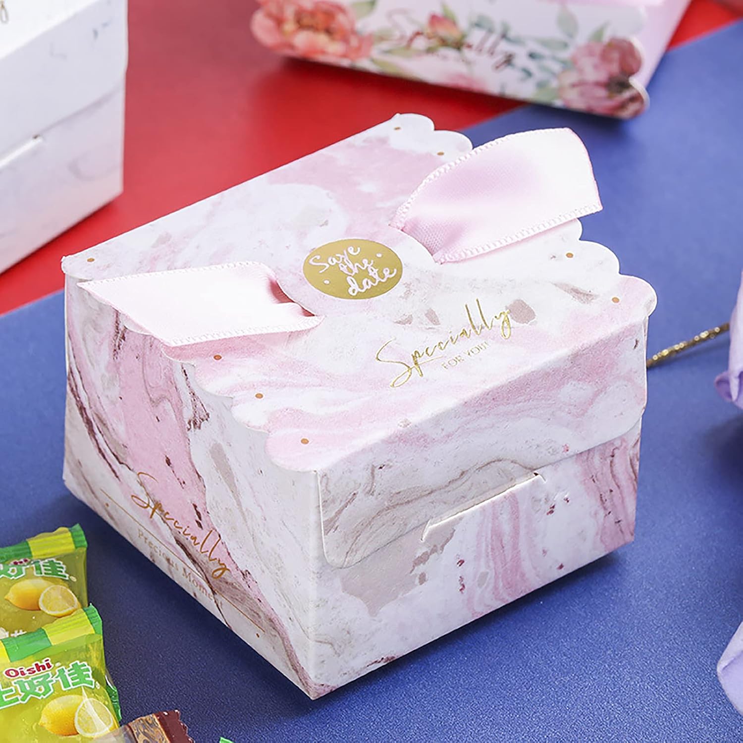 Gift Boxes with Ribbons, Pack of 50 Candy Gift Boxes, Candy Gift Box, Small, Candy Box Wedding, Candy Box for Party, Wedding, Christmas, Halloween, Birthdays (Pink) – Bild 3