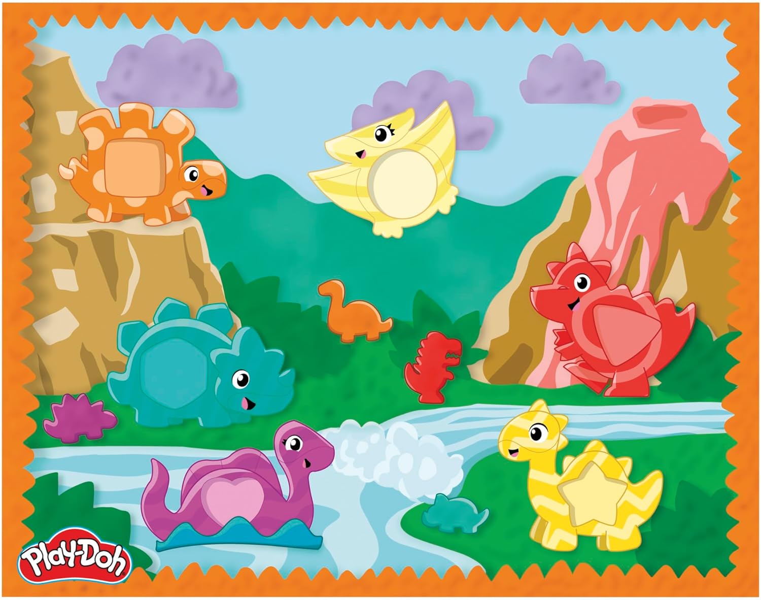 Play-Doh Colourful Dino Dinosaur Toy with Shapes and Tools, Craft Mat and 6 Colourful Tin of Clay, Craft Set and Activity for Girls and Boys and Fans of Dinos from 2 Years – Bild 12