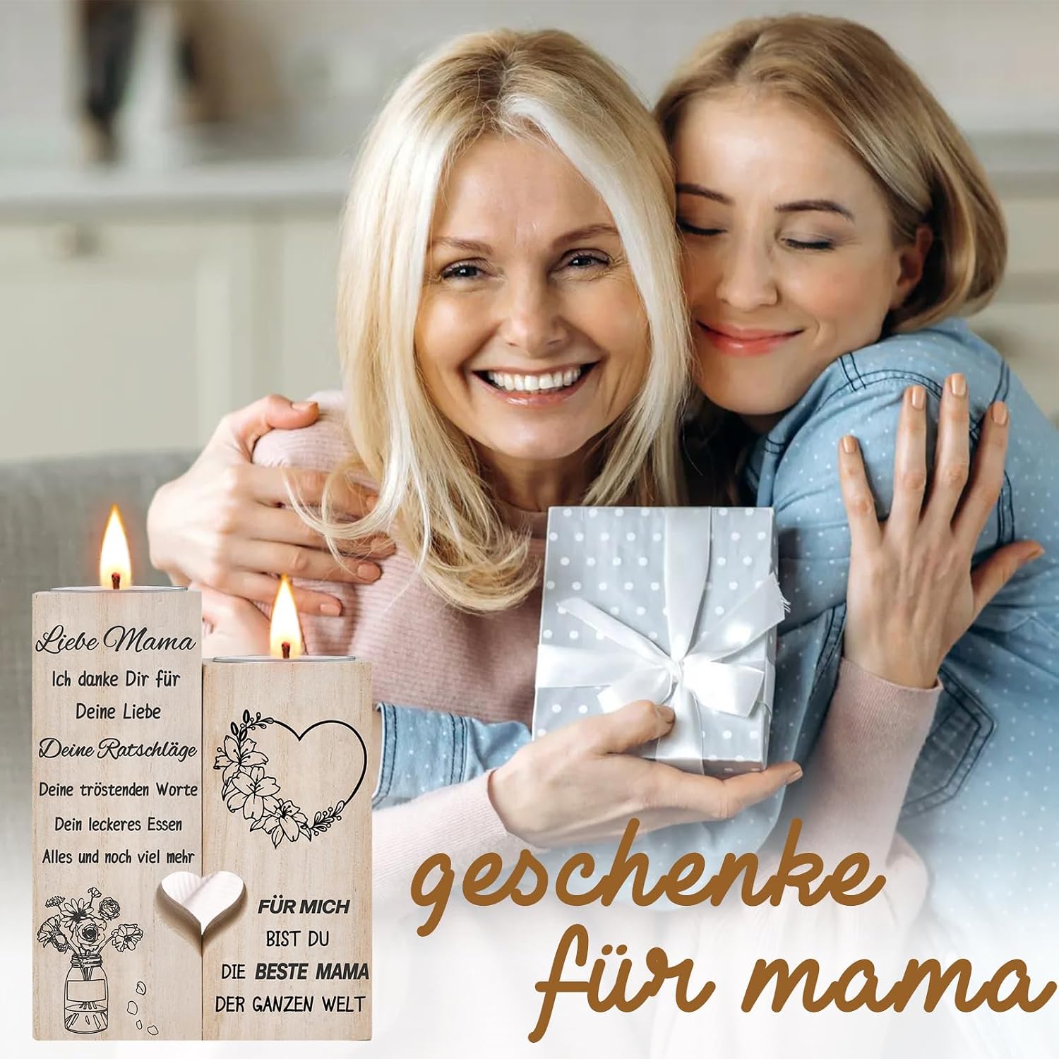 Mother's Day Gift, Wooden Candle Holder, Mother's Day Gifts for Mum, Grandma – Bild 2