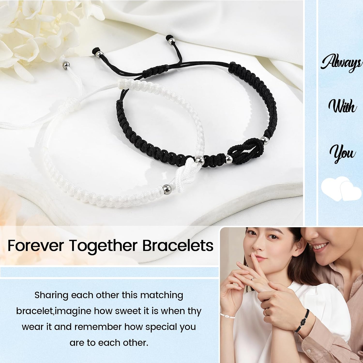 VU100 Partner Bracelet Couple Bracelet Gift for Couple Bracelet Kabbalah Lucky Amulet Bracelet Valentine's Day Christmas Birthday Gift for Boyfriend Girlfriend Husband Wife Family Friends – Bild 3