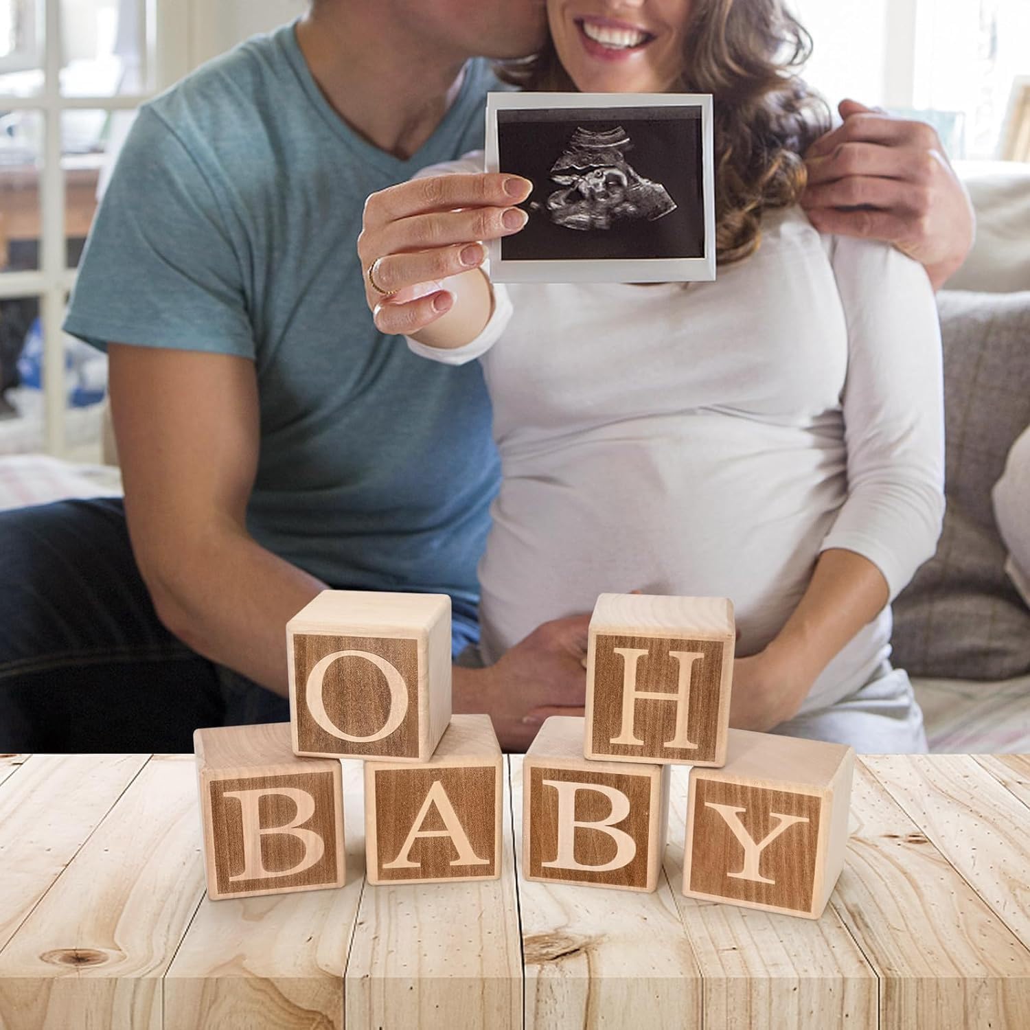 RunFar shop Wooden Letters Oh Baby Cube Gift for Birth Baby Engraved Letter Cube Gift Idea Christening Baby Shower Table Decoration Wooden Block Guest Book Oh Baby Wooden Building Block – Bild 4