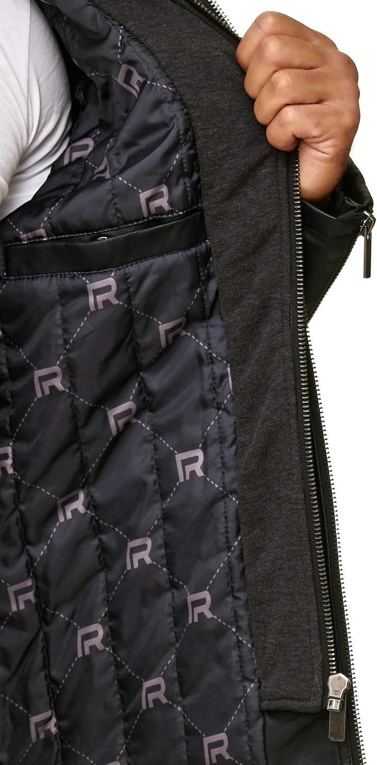Redridge Robust Faux Leather Biker Jacket with Removable Hood – Bild 6