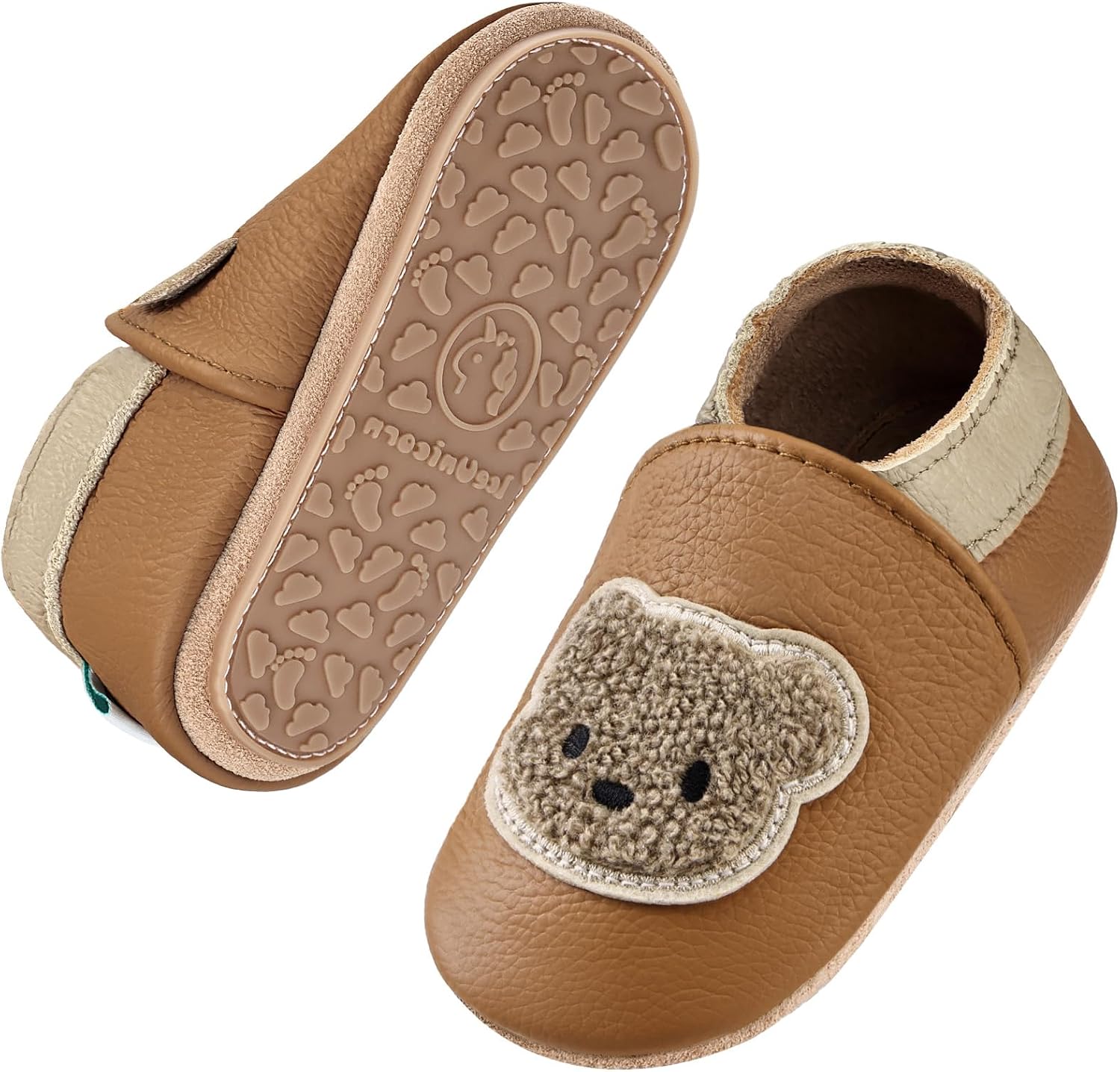 IceUnicorn Crawling Shoes Baby First Walking Shoes Soft Leather Boys Girls Leather Shoes Babies Non-Slip Crawling Shoes with Rubber Sole Baby Shoes