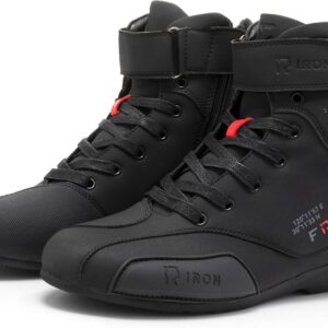 RIDEIRON Motorcycle Shoes Men's Motorcycle Boots Men Casual Breathable Motorcycle Shoes Zip with Shift Pad Non-Slip Sole 40-46 EU