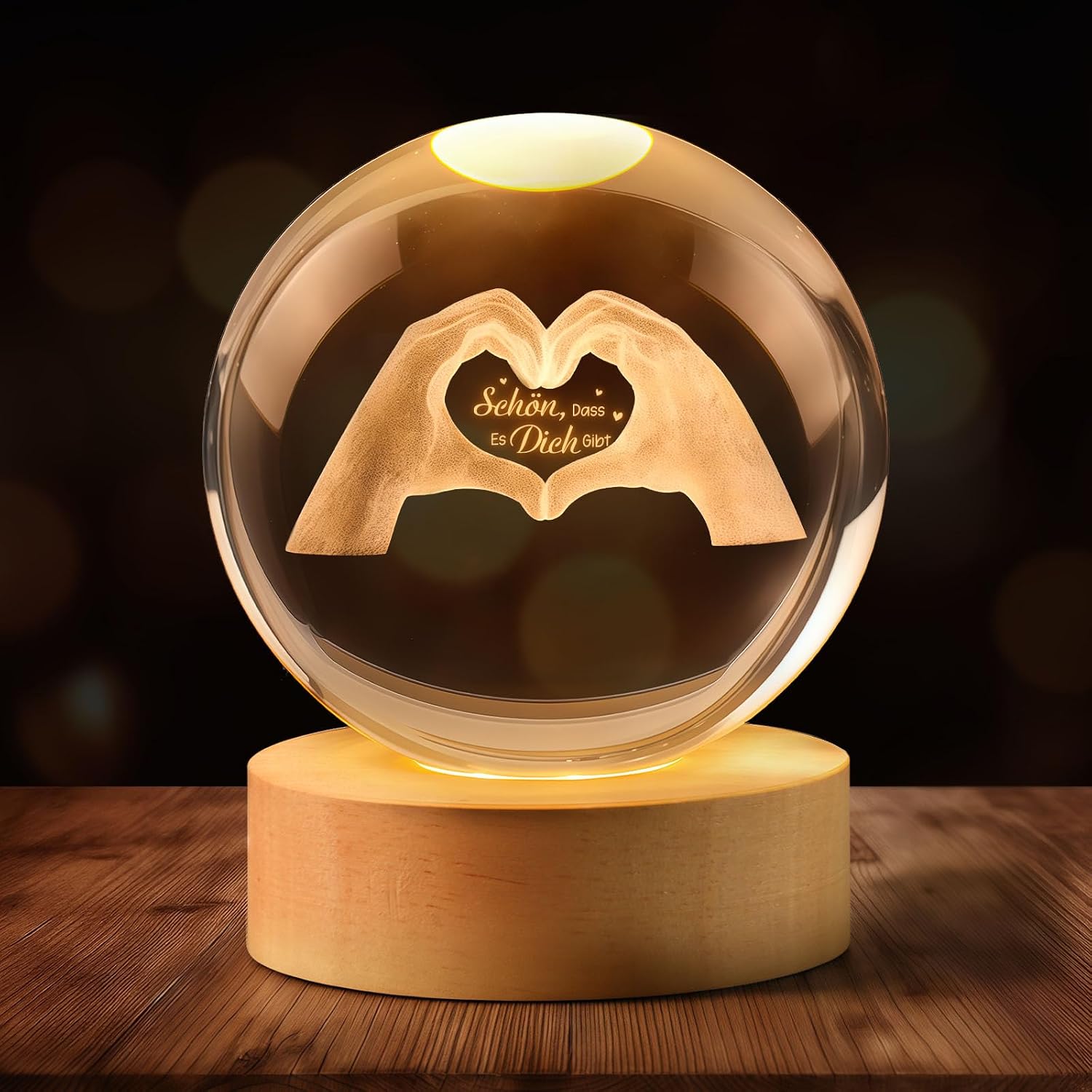 TUZELIYA Schön Dass Es Dich Gibt Crystal Glass Ball Gifts for Women Girlfriend Wife Mum Grandma Thank You Gift Personalised Gift for Birthday Wedding Christmas