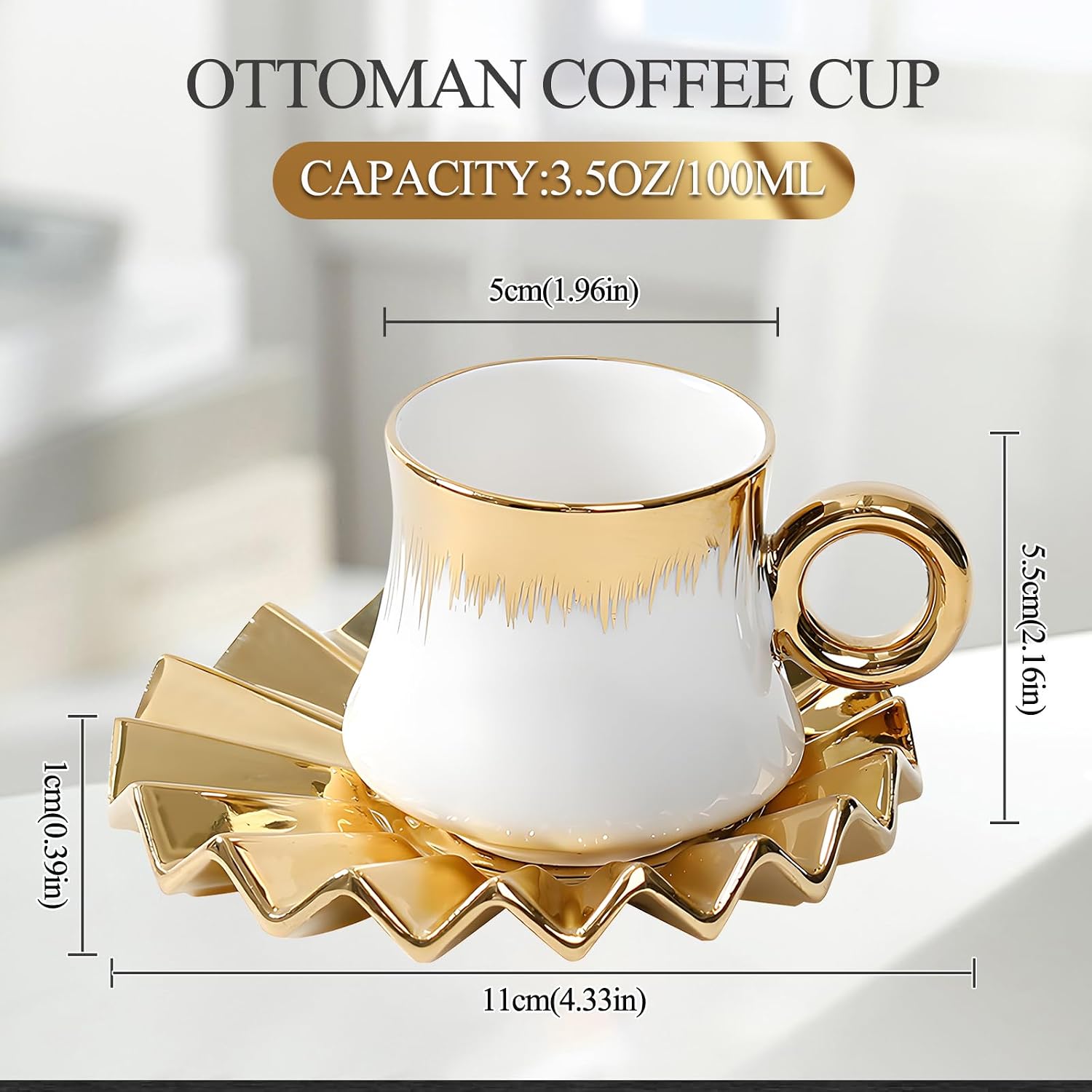 6 Pieces Tea Set for Porcelain European, 100 ml Ceramic Coffee Service with Coffee Cups and Saucers, Tea Service for Afternoon Tea, Boutique Porcelain Tea Set, Coffee Set, Gift Box – Bild 2