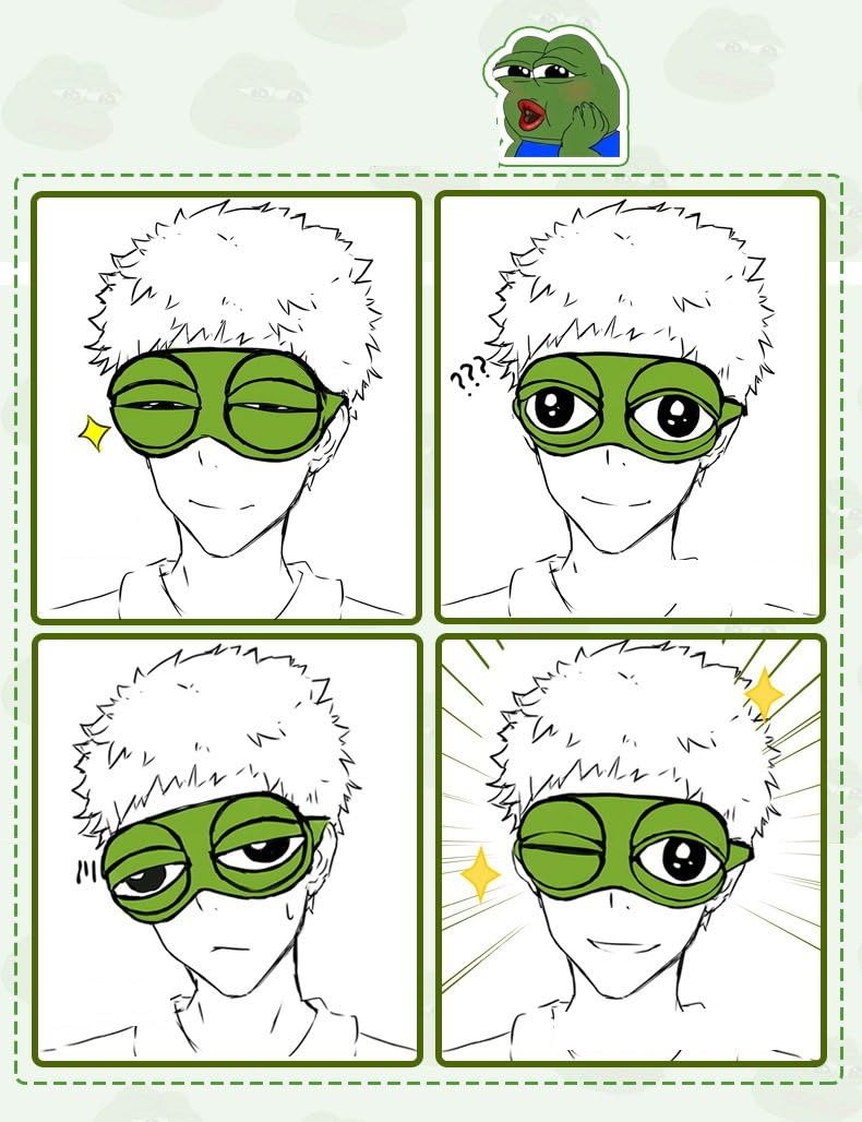 Bllomsem Eye Mask Sleeping, Fluff Face Sleeping Funny Novelty Cartoon Frog Eye Cover Eyeshade Sleep Travel Mask (Green) – Bild 3