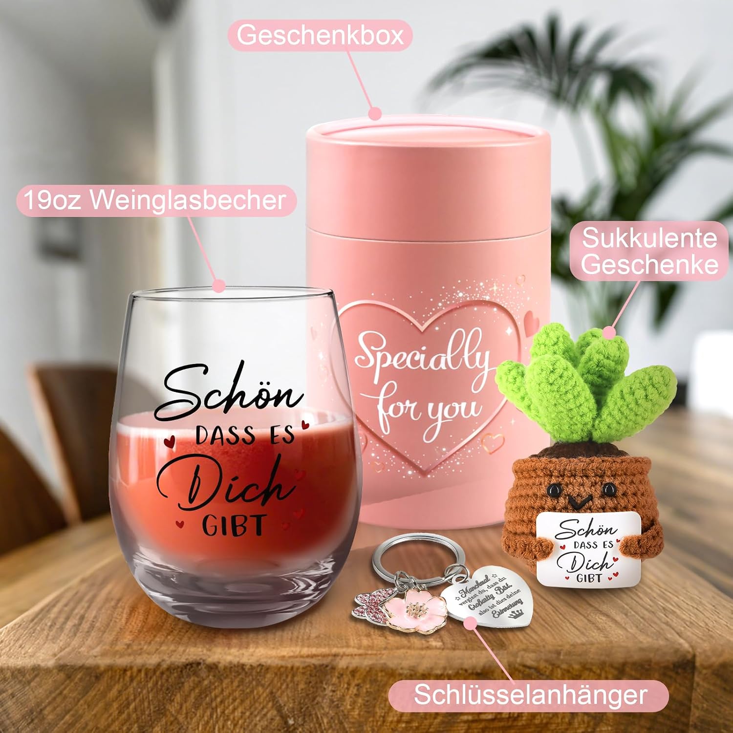 TUZELIYA Gifts for Girlfriend - 19 oz / 550 ml Wine Glasses Birthday Gift for Women - Personalised Gifts for Best Friend - Thank You Gift - Gift Ideas for Women Colleague Mum – Bild 2