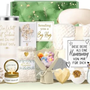 Wellness Gift Set for Women – 13-Piece Baths Fragrance Gift Box with 40 oz Stainless Steel Wine Cup Cuddly Blanket & Bath Additive Relaxation Birthday Christmas Gift Idea for Mum, Girlfriend
