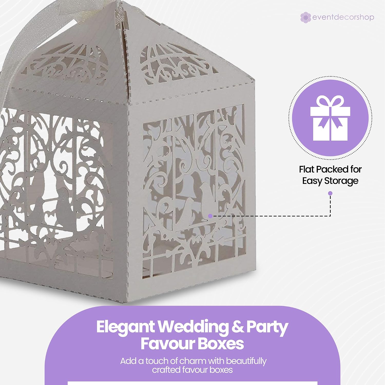 Elegant Candy Gift Boxes with Organza Ribbon - Decorative Candy Boxes for Wedding, Anniversary, Birthday, Baby Shower, Party & Event - Well-Designed DIY Craft Packaging - Silver (100) – Bild 6