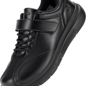 FitVille Extra Wide Lightweight Trainers Men’s Adjustable Health Shoes Comfortable Cushioning Walking Shoes Business Casual Shoes with Microfibre Leather