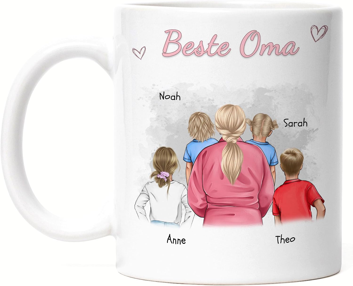 Kiddle-Design Grandma Mug Personalised 4 Grandchildren Mother's Day Gift Birthday Gift – Gift Grandma with Granddaughter Grandson – Best Grandma in the World – Bild 6
