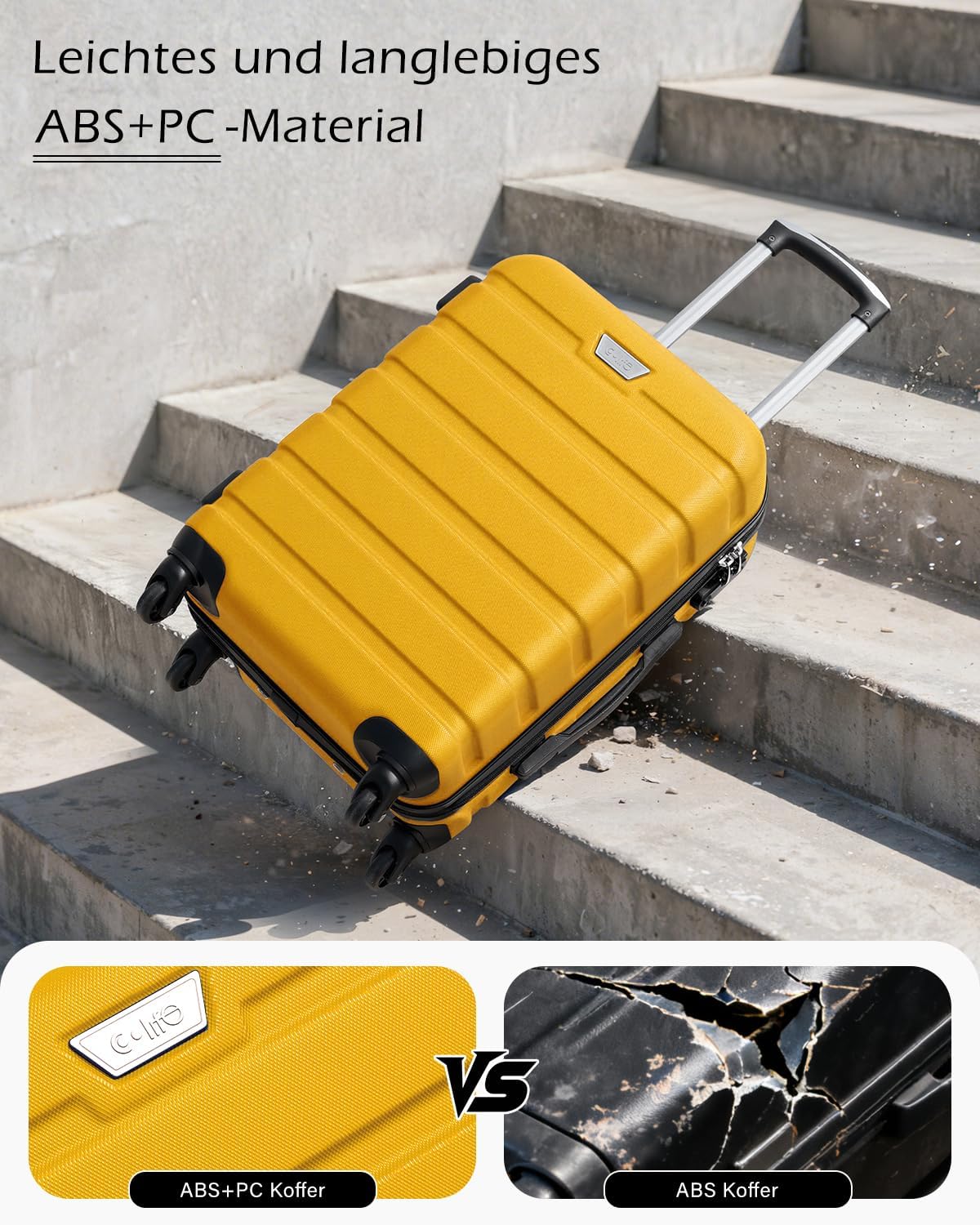 Coolife Medium Suitcase, 67 cm L, PC + ABS, Travel Suitcase with Spinner Wheels – Bild 2