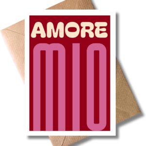 WBdesignz Italian Love Card „Amore Mio“ with Envelope – Love Message for Partner Girlfriend Boyfriend – Romantic Card Gift Idea for Valentine’s Day or Anniversary (DIN A6)