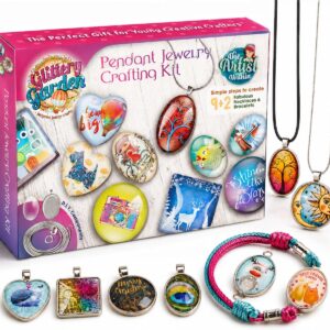 Girls Jewellery Making Kit DIY Necklace Pendant and Bracelet Craft Set with Glass Beads & Charms - Fashion Accessories, Craft Accessories. Ideal as a Handmade Gift & Group Activity