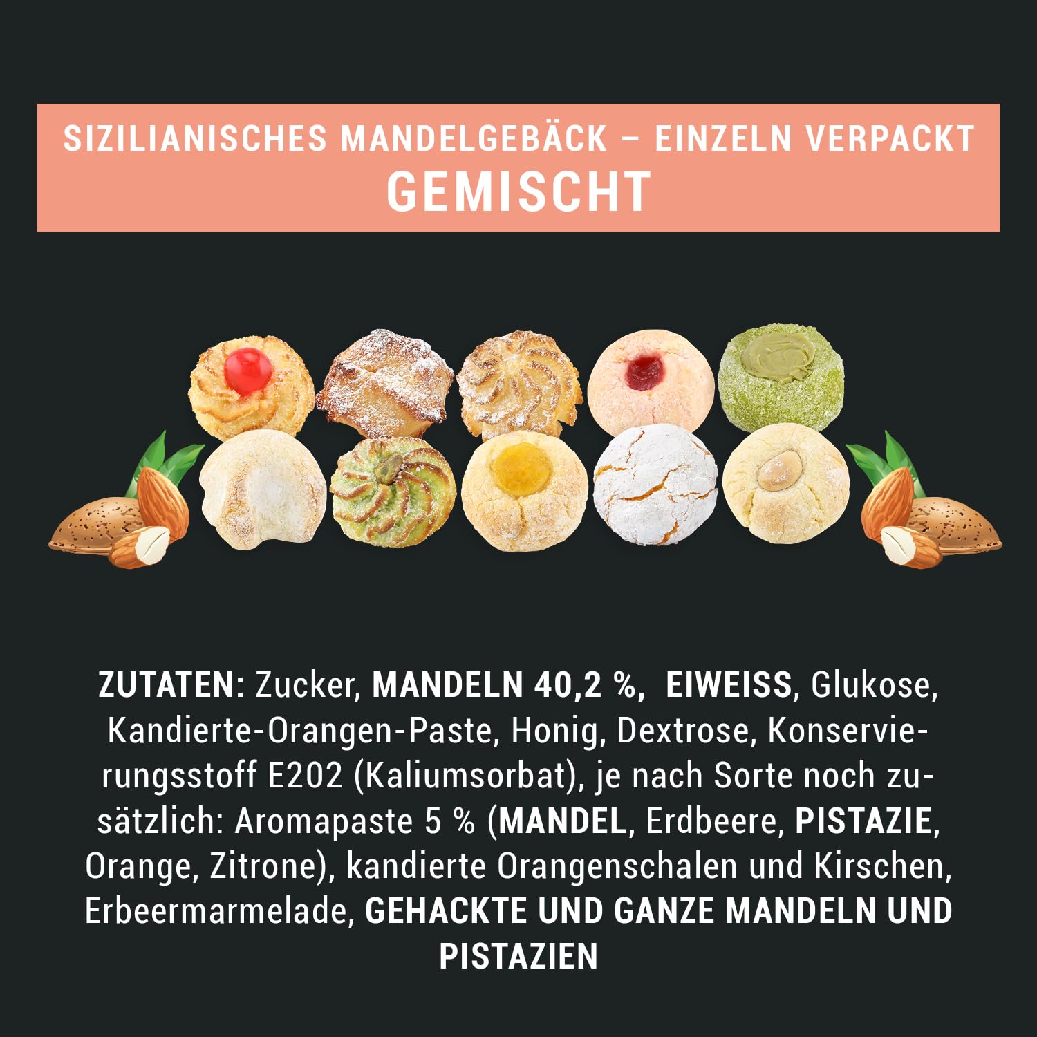 NONNA PIPPINA Pasticcini Siciliani, 600 g, Mixed & Sweet Almond Pastry, in Gift Box, Gluten Free + Lactose Free – Bild 6