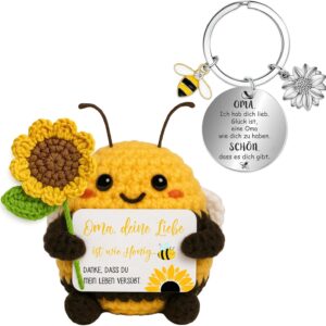 Gifts for Women Men, Positive Sunflower Bee with Lucky Charm Key Ring, Courage Gift, Birthday Gift for Friends, Family, Colleagues, Partner, Mum, Dad, Grandma